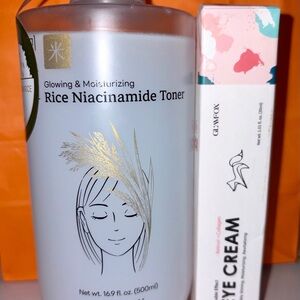 Glamfox Rice Glow Niacinamide Toner & Double Effect Retinol + Collagen Eye Cream